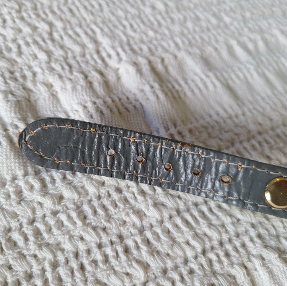 Leather and Gold- Colored accent Belt Bracelet - Picture 10 of 16